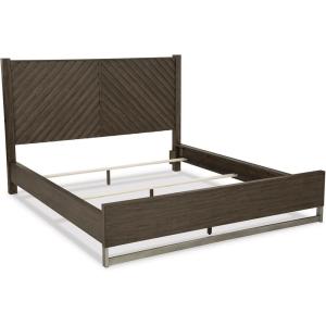 Signature Design by Ashley Arkenton Contemporary King Panel Bed with Dual USB Charging Ports, Foundation or Box Spring Needed, Dark Brown(King Panel Bed)