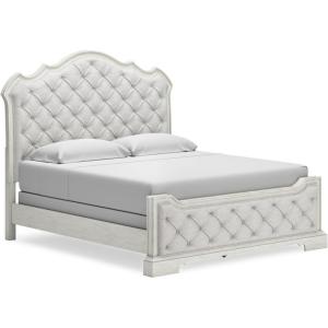 Signature Design by Ashley Arlendyne French Country Tufted California King Upholstered Bed, Foundation or Box Spring Needed, White(King Upholstered Bed)