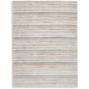 Signature Design by Ashley Artney Casual Stain Resistant Indoor Striped 5 x 7 Rug, Light Brown & Light Gray(5’3″ x 6’10” (Rectangular))