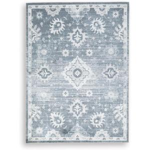 Signature Design by Ashley Avanworths Boho Indoor Floral Rectangular 5 x 7 Machine Washable Area Rug, Blue & Beige