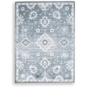 Signature Design by Ashley Avanworths Boho Indoor Floral Rectangular 8 x 10 Machine Washable Area Rug, Blue & Beige