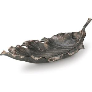 Signature Design by Ashley Avermund Contemporary Leaf Sculpture with Antiqued Finish, Dark Brown