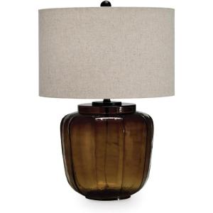 Signature Design by Ashley Bainmore Transitional Table Lamp with 3-Way Switch and Drum Shade, Dark Brown
