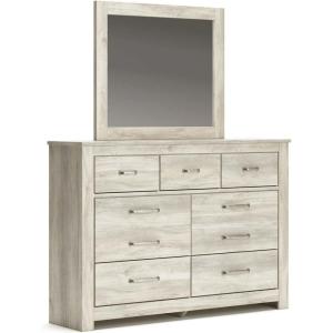 Signature Design by Ashley Bellaby Farmhouse Queen Crossbuck Panel Bed, Foundation or Box Spring Needed, Whitewash(Dresser and Mirror)