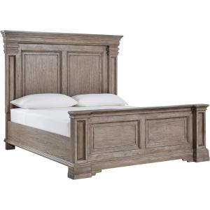 Signature Design by Ashley Blairhurst Traditional King Panel Bed with LED Lights, Foundation or Box Spring Needed, Light Brown(King Panel Bed)