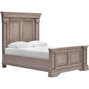 Signature Design by Ashley Blairhurst Traditional King Panel Bed with LED Lights, Foundation or Box Spring Needed, Light Brown(Queen Panel Bed)