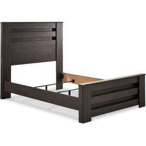 Signature Design by Ashley Brinxton Casual Queen Panel Bed with Metal Slats, Foundation or Box Spring Needed, Black(Charcoal)