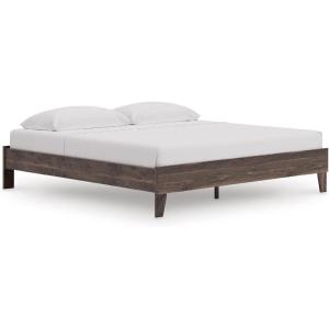Signature Design by Ashley Calverson Modern Platform Bed, Foundation or Box Spring Not Needed, King, Dark Brown(Brown)