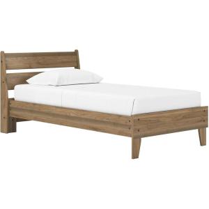 Signature Design by Ashley Calverson Modern Platform Bed, Foundation or Box Spring Not Needed, King, Dark Brown(Honey Brown)