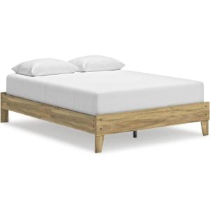 Signature Design by Ashley Calverson Modern Platform Bed, Foundation or Box Spring Not Needed, King, Dark Brown(Light Brown)