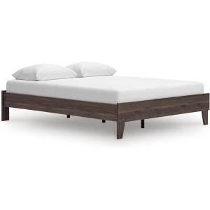 Signature Design by Ashley Calverson Modern Platform Bed, Foundation or Box Spring Not Needed, King, Dark Brown(Mocha Brown)