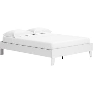 Signature Design by Ashley Calverson Modern Platform Bed, Foundation or Box Spring Not Needed, King, Dark Brown(Pure White)