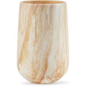 Signature Design by Ashley Cammen Contemporary Indoor 14″ Abstract Ceramic Tabletop Vase, Light Brown & White(10″)