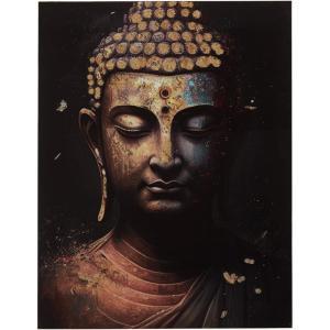 Signature Design by Ashley Caymoore Contemporary Rectangular Printed Buddha Wall Art 36 x 48 Inches, Black & Metallic