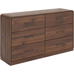 Signature Design by Ashley Chadworth Contemporary 6-Drawer Dresser with Walnut Finish, Dark Brown