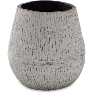 Signature Design by Ashley Claymount Casual Indoor Abstract Paper Composite Tabletop Vase with Wide Mouth, White & Light Brown(White & Light Brown)