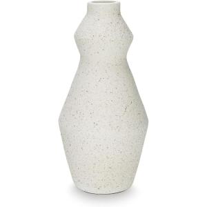 Signature Design by Ashley Dawthorne Casual Vase with Speckles Finish, White & Beige(White & Beige)
