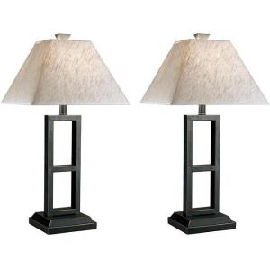 Signature Design by Ashley Deidra Modern 27.75″ Metal Table Lamp, 2 Count, Black Finish