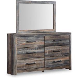 Signature Design by Ashley Drystan Rustic Queen Bookcase Bed with 4 Storage Drawers, Open Cubbies and LED Light, Foundation or Box Spring Not Needed, Dark Brown & Gray(15.5″D x 58.8″W x 71.5″H (6 Drawers))