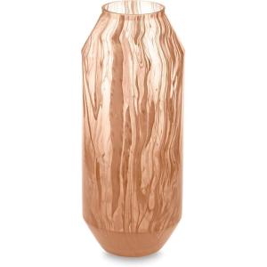 Signature Design by Ashley Dushby Art Deco Indoor Abstract Patterned Glass Vase, Pink(Medium)