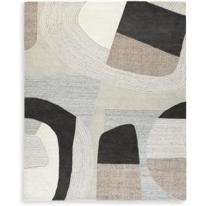 Signature Design by Ashley Edrickhill Casual Indoor Hand-Tufted Abstract Wool Blend 8 x 10 Rug, Light Brown & Beige(5′ x 6’11” (Rectangular))