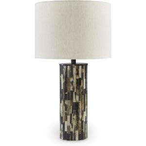 Signature Design by Ashley Ellford Contemporary 26.5 Inch Poly Table Lamp, Black, Brown, & Cream