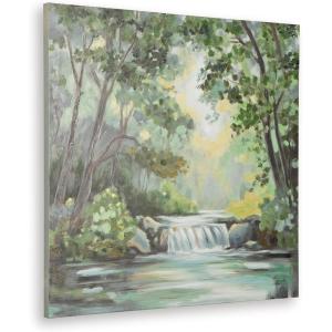 Signature Design by Ashley Evermaddick Contemporary Hand Painted Landscapse Wall Art 36 x 36 Inches, Green & Gray