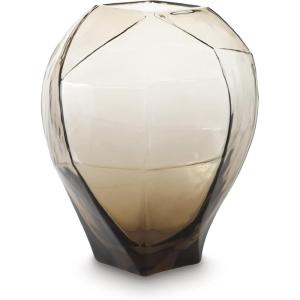 Signature Design by Ashley Ewart Casual Watertight Vase with Transparent Design, Clear & Light Brown