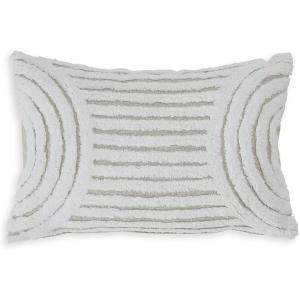 Signature Design by Ashley Farissen Casual Indoor Geometric 22 x 14 Inches Pillow with Zipper Closure, White & Light Brown