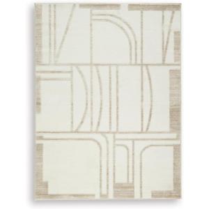 Signature Design by Ashley Farongrove Modern Indoor Geometric Rectangular 5 x 7 Area Rug, Beige & White