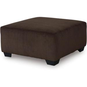 Signature Design by Ashley Firescrest Transitional Upholstered Oversized Accent Ottoman with Textured Stripe Pattern, Dark Brown
