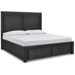 Signature Design by Ashley Foyland Transitional 2-Drawer California King Platform Storage Bed, Foundation or Box Spring Not Needed, Black & Dark Brown(Black/Brown)