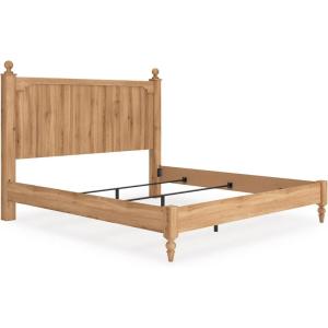 Signature Design by Ashley Galletyn Country Rustic Panel Bed, Foundation or Box Spring Needed, King, Light Brown(King Panel Bed)