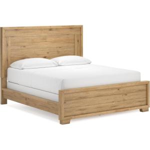 Signature Design by Ashley Galliden Contemporary California King Panel Bed, Foundation or Box Spring Needed, Light Brown