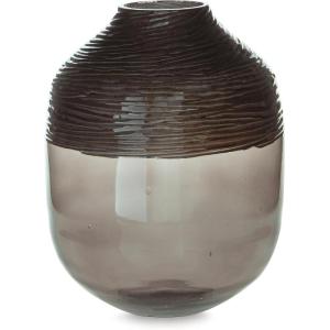Signature Design by Ashley Harpwick Modern Indoor Glass Vase with Hand-Carved Top, Gray(Large)