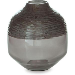 Signature Design by Ashley Harpwick Modern Indoor Glass Vase with Hand-Carved Top, Gray(Small)
