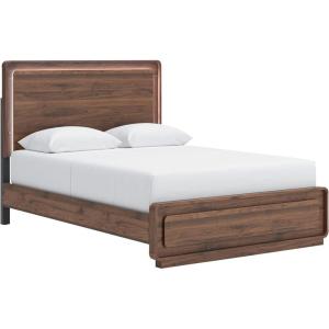 Signature Design by Ashley Hollinaze Contemporary Panel Platform Bed with LED Lighting, Foundation or Box Spring Not Needed, Queen, Dark Brown(Queen Panel Bed)