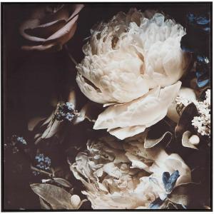 Signature Design by Ashley Hurshaw Classic Square Floral Framed Gallery Wrapped Canvas Wall Art 40 x 40 Inches, Beige & Dark Brown