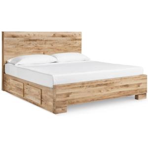 Signature Design by Ashley Hyanna Rustic King Platform Bed with 2 Side Storage Drawer, Foundation or Box Spring Not Needed, Light Brown(King)