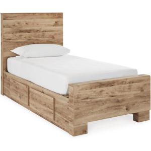 Signature Design by Ashley Hyanna Rustic King Platform Bed with 2 Side Storage Drawer, Foundation or Box Spring Not Needed, Light Brown(Twin)