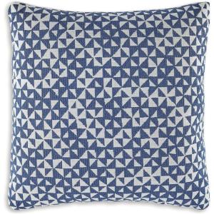 Signature Design by Ashley Jaycott Next-Gen Nuvella Contemporary Indoor/Outdoor UV Resistant Geometric 18 x 18 Inches Pillow with Removable Cover and Zipper Closure, Blue & White