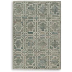 Signature Design by Ashley Jossland Casual Indoor Geometric Wool Blend Handmade 8 x 10 Large Rug, Green & Beige(5’1″ x 7′ (Rectangular))