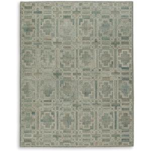 Signature Design by Ashley Jossland Casual Indoor Geometric Wool Blend Handmade 8 x 10 Large Rug, Green & Beige(7’9″ x 10’1″ (Rectangular))