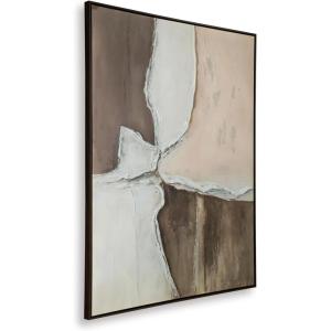 Signature Design by Ashley Junward Contemporary Abstract Framed Wall Art, 50 x 40 Inches, White & Dark Brown