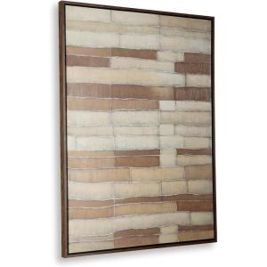 Signature Design by Ashley Kalanmore Contemporary Abstract Framed Wall Art, 48 x 36 Inches, Beige & Light Brown