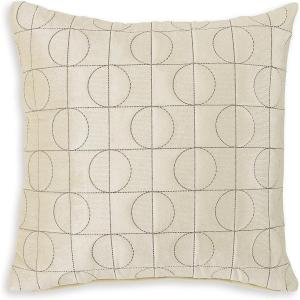 Signature Design by Ashley Kydner Art Deco Indoor Geometric Velvety 22 x 22 Inches Pillow with Zipper Closure, Beige(Beige)