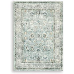 Signature Design by Ashley Ladstoney Classic Indoor Floral Rectangular 5 x 7 Area Rug, Green & Beige(5′ x 7′ (Rectangular))