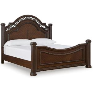 Signature Design by Ashley Lavinton Victorian King Poster Bed, Foundation or Box Spring Needed, Dark Brown