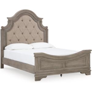 Signature Design by Ashley Lodenbay Traditional Queen Upholstered Panel Bed, Foundation or Box Spring Needed, Gray(Antique Gray)