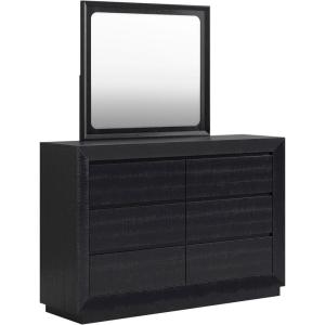 Signature Design by Ashley Londer Modern California King Panel Bed with Wide Rails, Foundation or Box Spring Needed, Black(Dresser and Mirror)